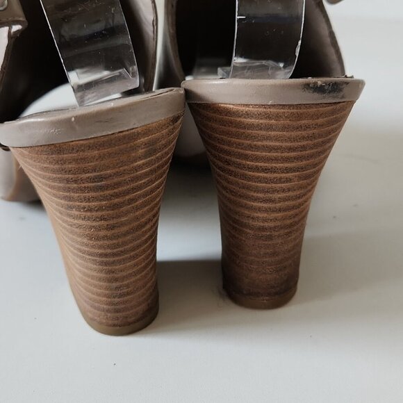 FRANCO SARTO | Open Toe Slingback Chunky Heels Taupe Brown Sz 9M - Picture 3 of 7